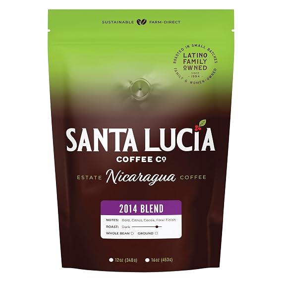 Santa Lucia Coffee - 2014 Nicaraguan Roast Coffee - Rich in Minerals - Low Acididity - Natural Sweetness - Strong & Bold Flavor - Subtle Undertones & Smoothness - Whole Bean - 16oz. (Pack of 1)