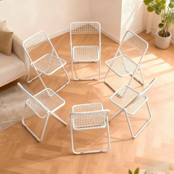 JPBSTO 6 Pack Folding Chair,White Color,Single Piece,Foldable Space - Saving Design for Indoor/Outdoor Use
