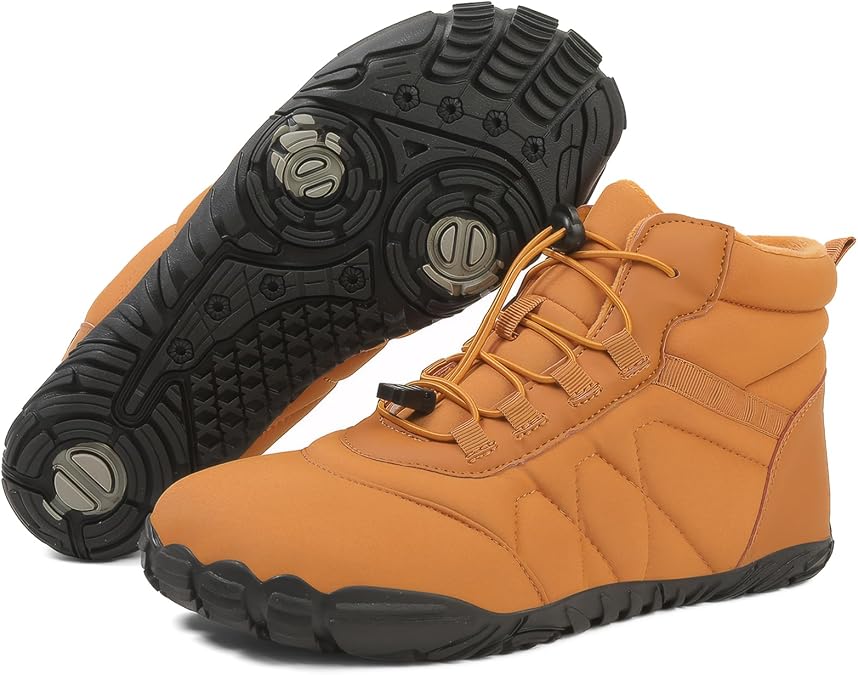 Winter Barefoot Shoes for Women & Men Warm Fur Lined Hike Barefoot Footwear, Water-Resistant Lightweight Ankle Boots