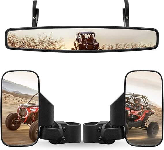 Motobiker UTV Side View Mirrors with 1.75" or 2" Roll Bar Cage, Adjustable Rear View Side Mirror for Polaris RZR, Kwasaki Teryx, Deere Gator, Yamaha Rhino and YXZ, RZR 2020