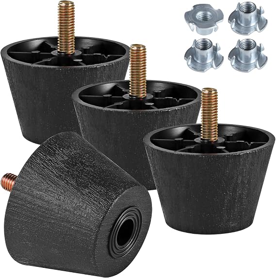 Manesi 4Pcs 2 inch Plastic Sofa Legs,Black Sofa Replacement Legs,Round Furniture Legs with M8 Bolts for Couch Dresser Cabinet Chair Bed Coffee Table