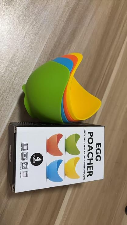 Egg Poacher Cups, Silicone Egg Poaching Cups, Multicolor, 4 Pack
