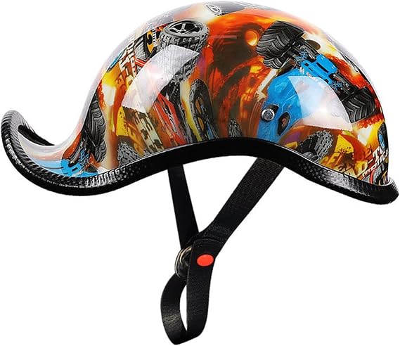 Motorcycle Half Helmet Retro Open Face Helmet Vintage Skull Cap Half Helmet Dovetail Front and Rear Wear Men Women Four Seasons Half Helmet DOT Certification Moped 4,M(55-57CM)