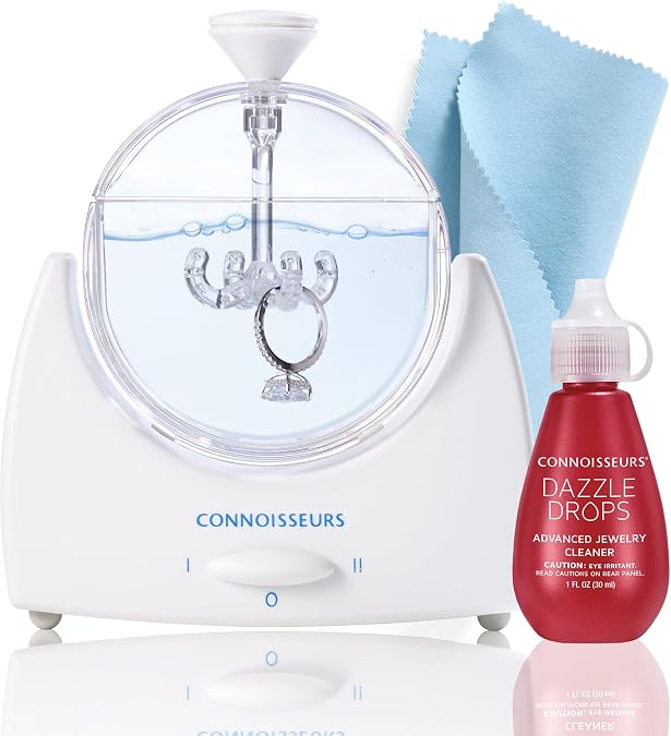 Connoisseurs LaSonic Diamond Dazzler - Includes Sonic Ring Cleaner, Dazzle Drops Advanced Jewelry Cleaner Concentrate, and Cleaning Cloth