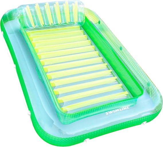SWIMLINE Suntan Tub, Classic Inflatable Tanning Lounge Float with Adjustable Pillow, 71" Long - Outdoor Floating Lounger for Lake, River, Beach & Swimming Pool, Includes Rope Surround & Repair Patch
