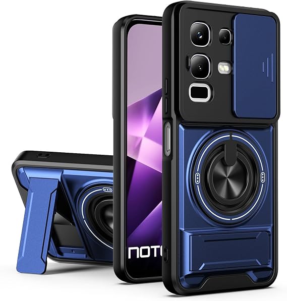 Compatible with Infinix Note 50x 5G Case Cover,Compatible with Infinix Note 50x 5G X6857B1 with Slide Camera Cover Phone Stand Protective Case Blue