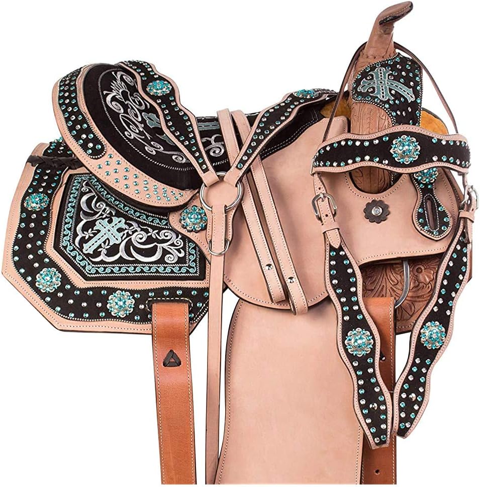 Genuine Leather Western Horse Tack Barrel Gaited Pleasure Trail Saddles with Tack Set