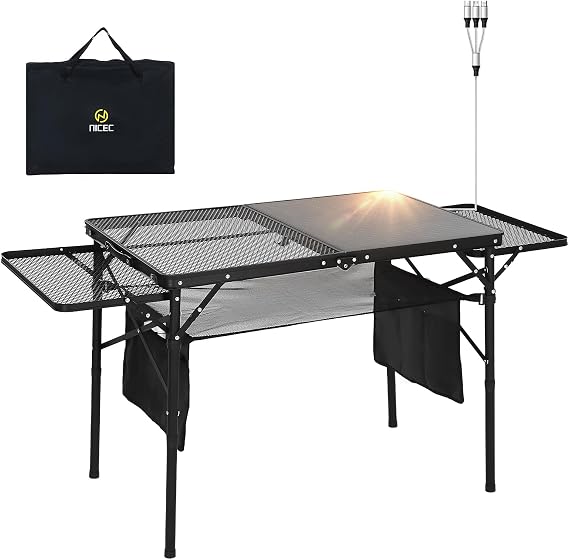 Nice C Solar Grill Table, Folding Outdoor Camping Table with 42W Panel