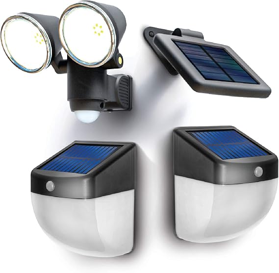 Home Zone Security Solar Wall Lights - Intelligent Solar Linkable Solar Motion Sensor Wall Lights (1-Set)