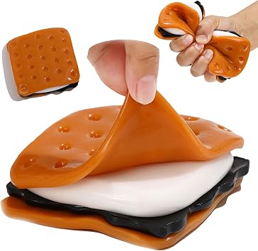 Taba Squishy Adult and Kids Fidget Toys, Large Slow Rising Squishy Sandwich (Jumbo) Squeeze Toy, Anxiety Stress Relief for Calming Corner Classroom, Treasure Box Toys for Classroom