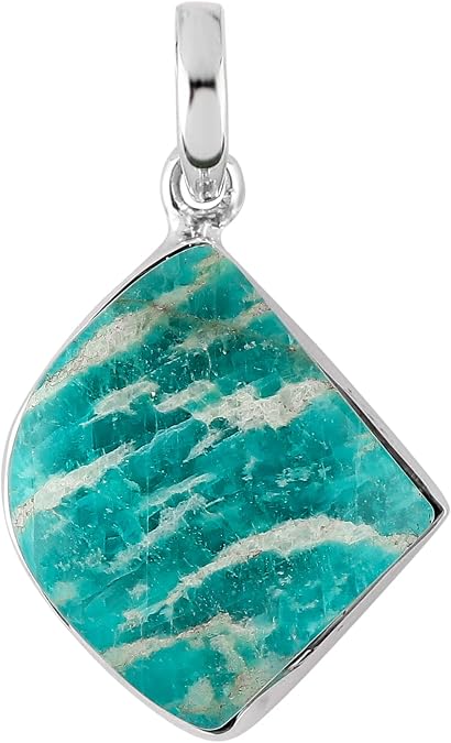 Natural Amazonite Gemstone Pendants - 925 Sterling Silver Pendant - Minimalist - Bohemian - Pendant for Necklace - Handmade - Statement Jewelry - Birthday - Men & Women Gifts