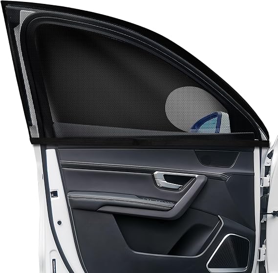Car Window Shades for Baby,2Pack Car Front Side Window Shade,Stretchable &amp; Breathable Car Window Screen Sun Shade Mosquito Net Cover,UV Protection Sun Visor Blinds for Most Vehicles,Privacy Protection
