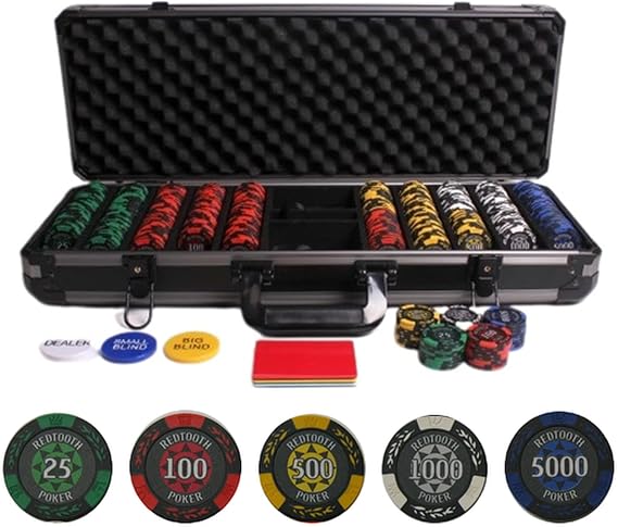 500 Numbered Chip Set with 14 Gram Casino Chips & Button Kit. Includes Values 25-5000