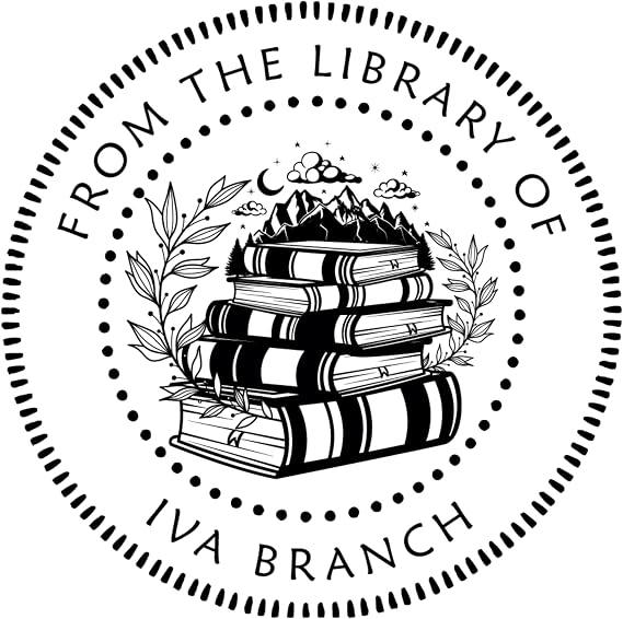 Ex Libris Mountain Book Stamp - Personalized Library Stamp With Monogram Rubber Self-Inking Wood Handle (Nature)