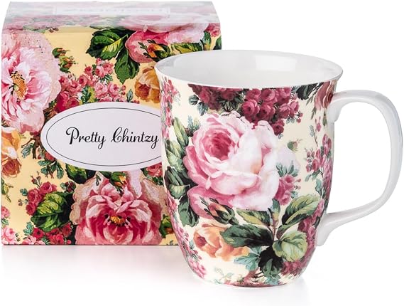 McIntosh Chintz Rose Bouquet Fine Bone China Java Mug (12.5 oz)