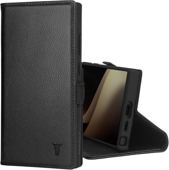 TORRO Case Compatible with Samsung Galaxy S24 Ultra 5G Premium Leather Wallet Case with Kickstand and Card Slots (Black)