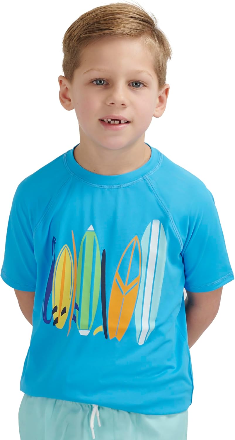 Lands End Kids Boys and Girls Swimwear UPF 50 Short Sleeve Rash Guard Shirt XXS-XL