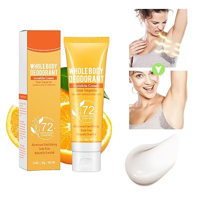 Whole Body Deodorant for Women, Aluminum Free Invisible Body Cream Deodorant for Women & Men, Womens Deodorant, 72 Hour Odor Control, 3.0 Oz Orange