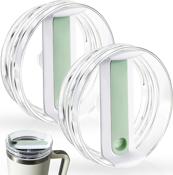 40 oz Tumbler Lids, Stanley Cup Replacement Lids Compatible with 40-ounce Stanley Adventure Quencher Travel Tumblers, Spill-Proof Tumbler Covers for Stanley Cup Accessories 2-Pack Clear