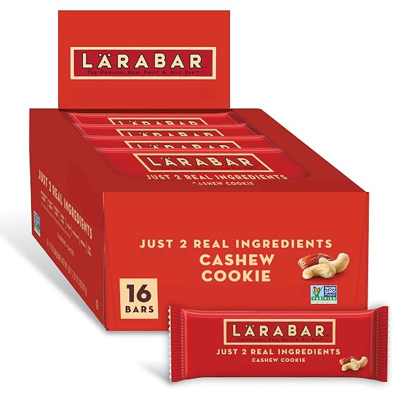 Larabar Cashew Cookie, Fruit & Nut Bars, 16 ct, 27.2 oz | Gluten-Free, Vegan, Soy Free, Non-GMO, No Sugar Added, 2 Simple Ingredients: Cashews & Dates