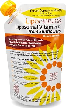 Lipo Naturals Liposomal Vitamin C 1000mg Liquid (30 Doses) - Natural Formula Immunity + Energy Support - Vegan, China-Free (15oz / 443ml)