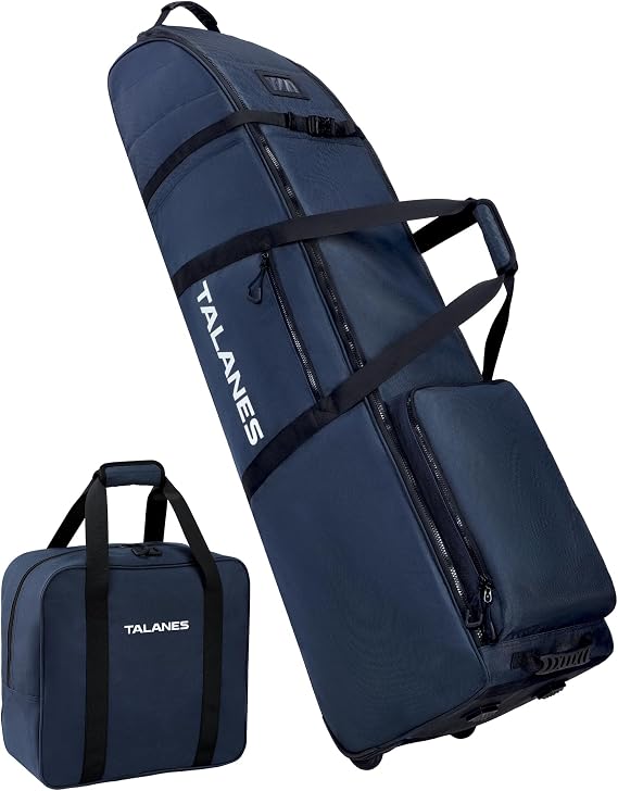 Golf Club Travel Bag with 2 Rolling Wheels for Airlines | 1680D Polyester Fabric, Dual-Layer Club Protection, Adjustable Buckle, Separate Shoe Compartment, Fits Golf Stand & Cart Bags