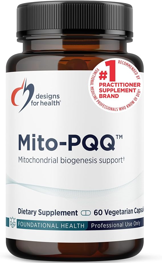 Designs for Health Mitochondria Energy Formula with Bio-PQQ - Mito-PQQ Rhodiola + 20mg PQQ (Pyrroloquinoline Quinone) Supplement - Supports Mitochondrial Biogenesis + Healthy Aging (60 Capsules)