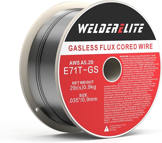 0.035" Gasless Flux Core MIG Wire, Single 2lb Spool, E71T-GS, Versatile for Galvanized, Stainless & Mild Steel