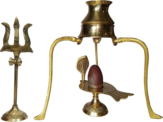 Radhna Indian Traditional Narmada Shiva Ling /shivling 1 Snake, 11.2 x 5.1 x 4.5cm, Brown, 1 Piece | Puja Item