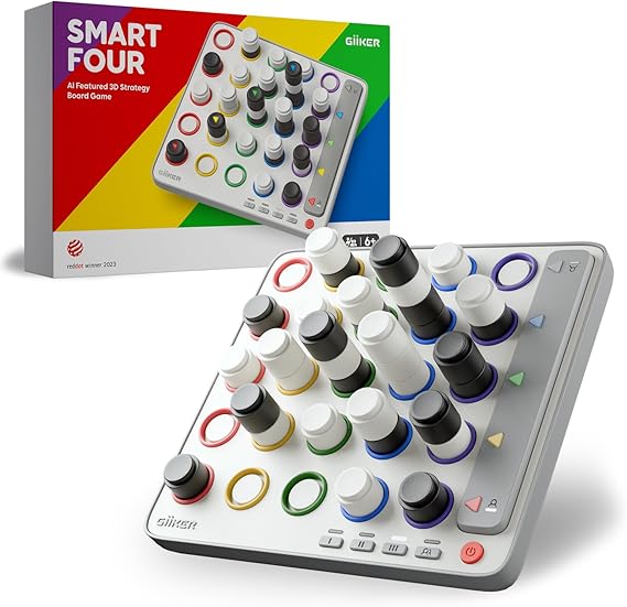 GiiKER Smart Four, 3D AI-Powered 4 in a Row Game, Strategy Board Games with Integrated Referee for 1-2 Players, Travel Games for Ages 6-12 and up, Birthday Gift for Kids Family Game Night