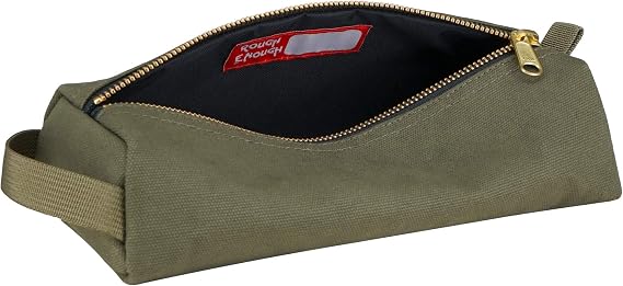 Rough Enough Waxed Canvas Small Tool Pouch Bag, Army Green | Water-Resistant, Small Pouch with Handle, Motorcycle Bike Tools, Heavy Duty Zipper, EDC Organizer, 9"x4"x2.5"