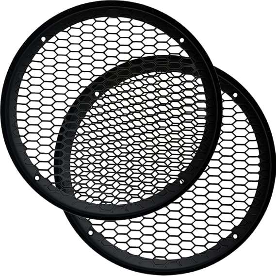 Bass Rockers 6.5" Metal Speaker Grill Cover Heavy-Duty Honeycomb Mesh Protective Grille Guard, Universal Fit for 6.5" Car Audio Door Speakers & Custom Boxes, Matte Black, 4-Hole Mount (2 Pack)