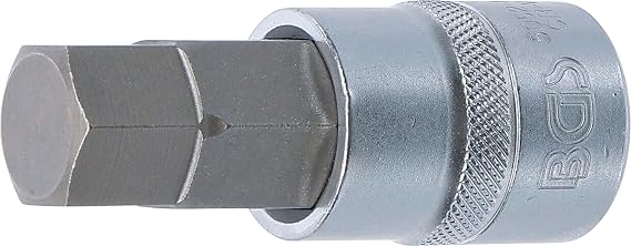 BGS 5052-18 | Bit Socket | 12.5 mm (1/2") | internal Hexagon 18 mm | Drive internal square 12.5 mm (1/2 inch), length 70 mm, chrome vanadium steel, chrome-plated, matt, with knurling