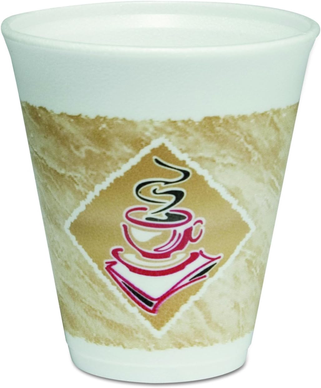 Dart 12X16G Café G Foam HotCold Cups, 12oz, White wBrown & Red Case of 1000