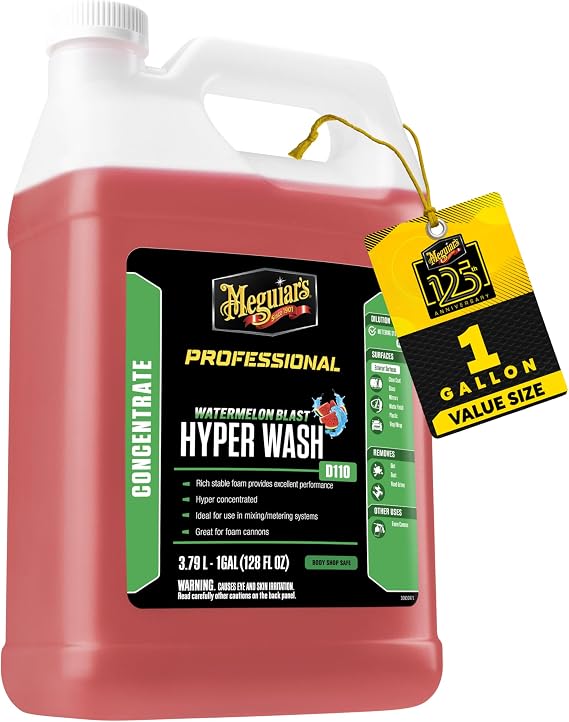 Meguiar's Professional D110 Detailer Hyper-Wash, 1gal | Lifts Off Dirt and Leaves a Rich Shine, Car Wash Soap Helps Preserve Wax, Highly Concentrated Formulation for Extended Use