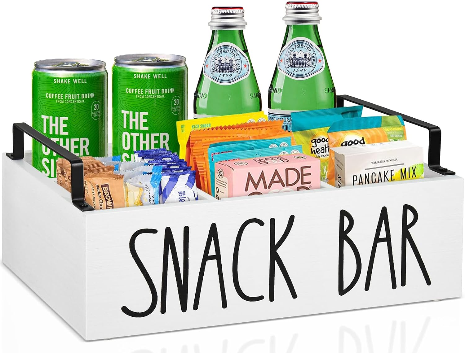 Y&ME YM Snack Organizer for Home & Kitchen Organization, Wooden Pantry Storage Bins with Handles, Snack Organizer for Pantry, Countertop, Kitchen, Party, Snack Storage Basket for Chips, Packets