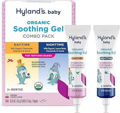 Hylands Baby Organic Day and Night Soothing Gel Combo Pack, Cooling Gel for Oral Discomfort, Easy-to-Apply, Ages 2 Months and Up, 1.06 Ounce 2 Tubes of 0.53 oz.
