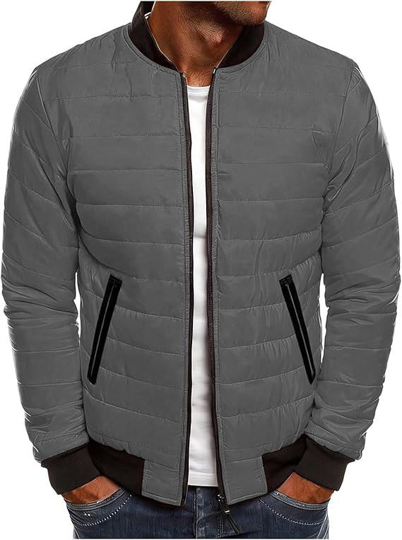 Puffer Jacket Men Lightweight Packable Down Coat Full Zip Up Insulated Jacket Warm Fall Winter Coats with Pockets