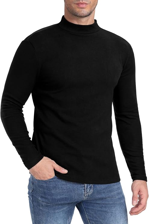 MLANM Men's Mock Turtleneck Long Sleeve Jumper Winter