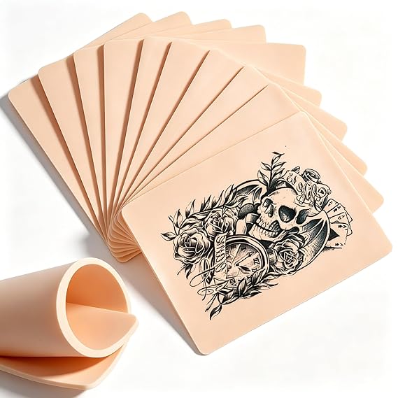 10Pcs Double Sides Thick Fake Skin Tattoo - 86 in Soft Practice Skin for Beginners and Experienced Tattoo Artists