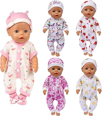 14-18 Inch Baby Doll Clothes 5 Sets Accessories Dress with Hats Socks for New Born 43cm Toy Baby Doll 14-16 Inch15 Inch18 InchGirl&Boy