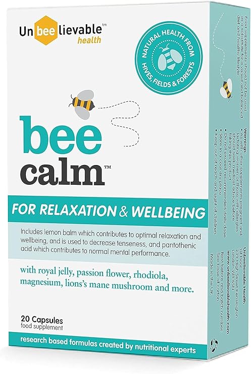 Unbeelievable Health Bee Calm Relaxation and Wellbeing Support - Created by Nutritional Experts – Help Increase Resistance to Stress – Plant Based & Gluten Free (Single Pack)