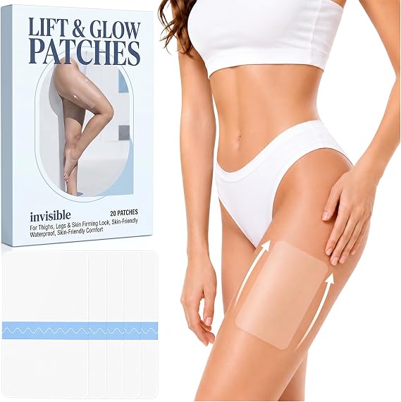 Thigh Lift Tape for Women, Invisible Waterproof Body Firming Tape for Loose Skin, Stomach & Arms, Anti-Friction Inner Thigh Support, Skin Lifting Patches for Thighs Legs, 20 PCS