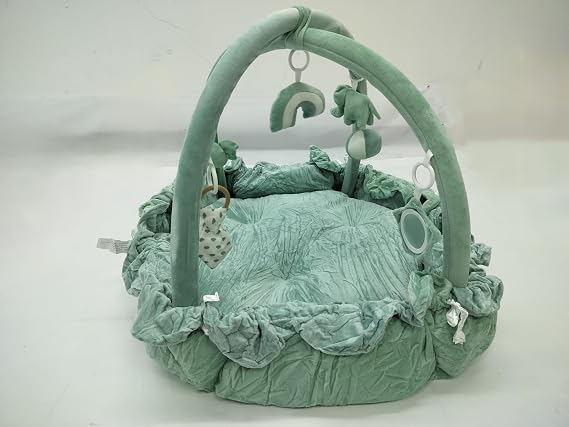 5-in-1 Plush Baby Play Gym, Activity Mat with Convertible Gym, Baby Gym 6 Sensory Toys, Play Center for Newborn to Toddler, Sage Green