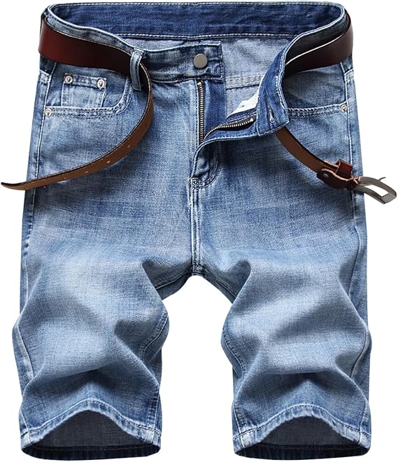 LONGBIDA Men's Jean Shorts Summer Casual Stretch Denim Jorts | Relaxed Fit