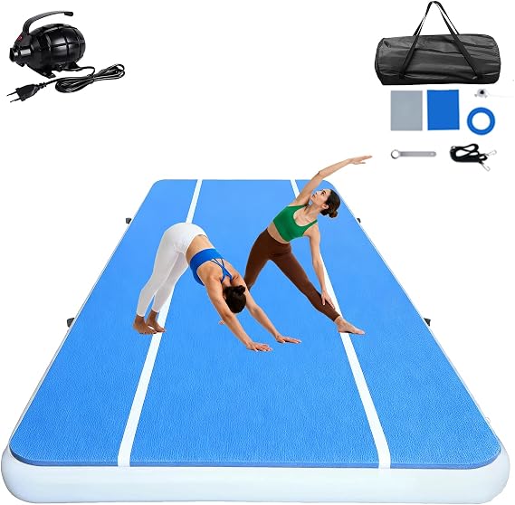 Tumble Track Mats for Gymnastics 8inches Thick 13ft/16ft/20ft/26ft*6.6ft Tumbling Track Air Mat Inflatable Gymnastics Mat with Electric Air Pump