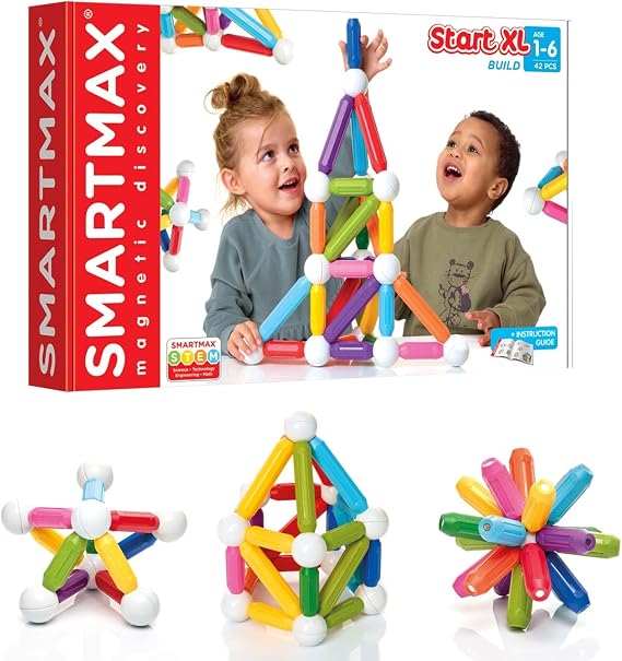 SmartMax Start XL (42 pcs) STEM Magnetic Discovery Building Set Featuring Safe, Extra-Strong, Oversized Building Pieces for Ages 3+