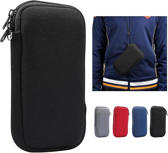 Cell Phone Bag for Men Women, Waterproof Phone Pouch Holder, Dual Zipper Cellphone Case Dry Bag with Lanyard Wallet Purse Handbag Universal Neoprene Phone Sleeve Holder Neck Strap Chest Bag
