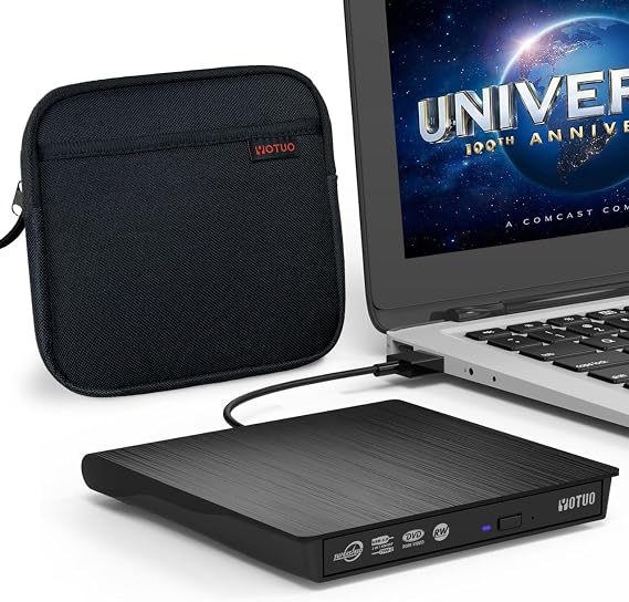 YOTUO External CD/DVD Burner with Protective Case, Portable USB 3.0 and USB-C Burner, Compatible with Laptops and Desktops, Supports Windows 7/8/10/11, Mac, MacBook Pro/Air, and Linux Systems