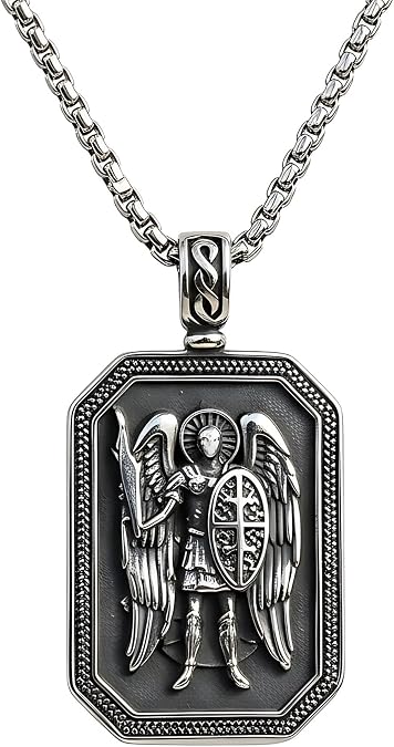 Stainless Steel Necklace Charms | OM - The Primordial Word | Flower of Life | Archangel Michael Pendant | 3 Rings Spiritual Protection, Meditation & Healing Jewelry Set for Men & Women